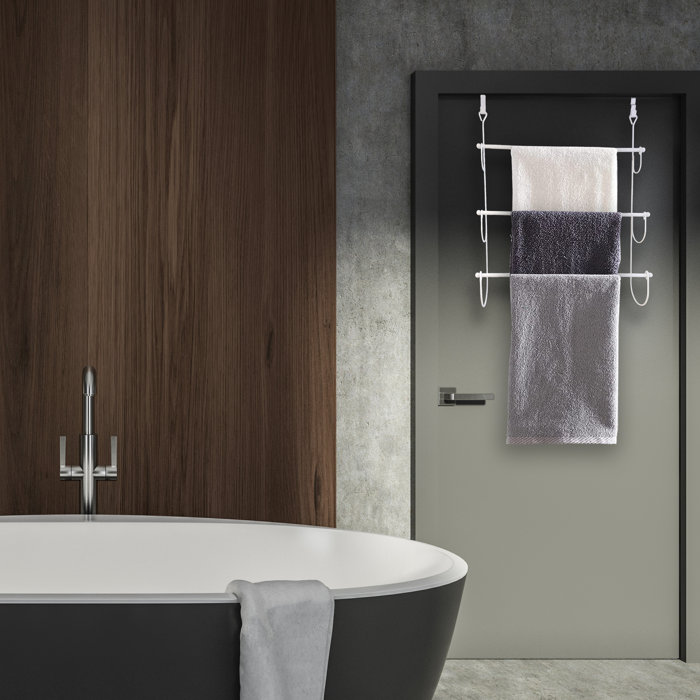 Evideco Overthedoor 3 Bars Towel Rack Holder White Metal & Reviews